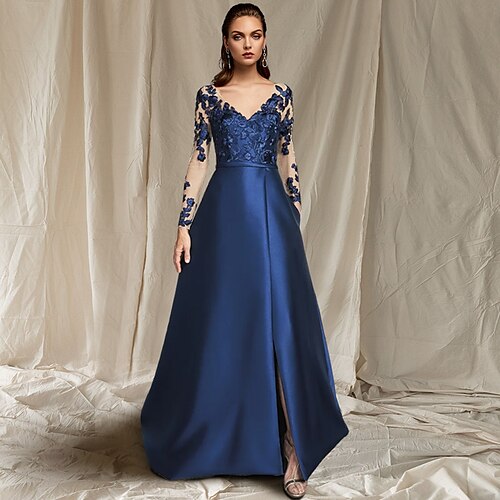 Linea-A Abito da cerimonia per signora Taglia forte Elegante A V Lungo Raso Di pizzo Tulle Manica lunga con Con applique Spacco sul davanti 2023
Linea-A Abito da cerimonia per signora Taglia forte Elegante A V Lungo Raso Di pizzo Tulle Manica lunga con Con applique Spacco sul davanti 2023