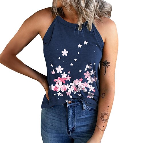 Women's Tank Top Floral Print Sleeveless Daily Basic Casual Halter Neck Regular S
Women's Tank Top Floral Print Sleeveless Daily Basic Casual Halter Neck Regular S