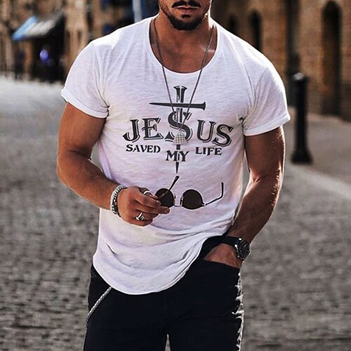 Men's T shirt Tee Hot Stamping Graphic Patterned Letter Round Neck Street Casual Print Short Sleeve Tops Casual Fashion Comfortable White
Men's T shirt Tee Hot Stamping Graphic Patterned Letter Round Neck Street Casual Print Short Sleeve Tops Casual Fashion Comfortable White