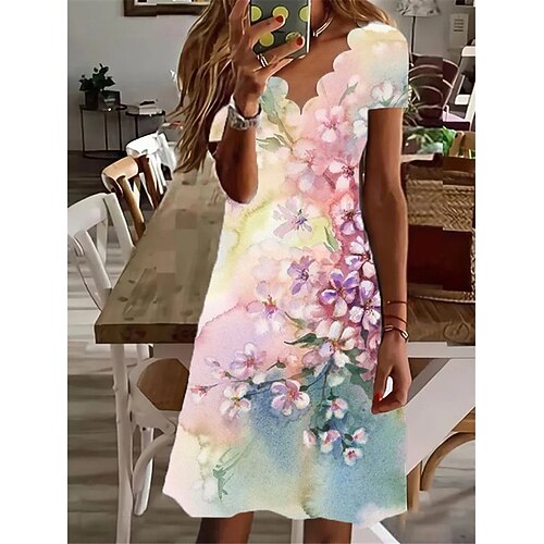 Women's Shift Dress Knee Length Dress Rainbow Short Sleeve Floral Print Spring Summer V Neck Casual Vacation 2022 S M L XL XXL 3XL
Women's Shift Dress Knee Length Dress Rainbow Short Sleeve Floral Print Spring Summer V Neck Casual Vacation 2022 S M L XL XXL 3XL
