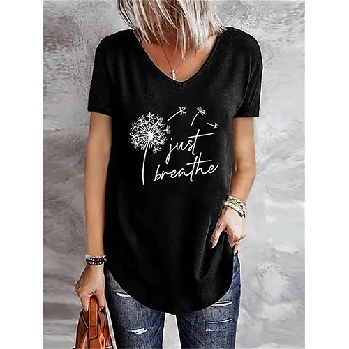 Women's T shirt Tee Green Blue Black Letter Dandelion Print Short Sleeve Casual Daily Basic V Neck Regular Floral S
Women's T shirt Tee Green Blue Black Letter Dandelion Print Short Sleeve Casual Daily Basic V Neck Regular Floral S