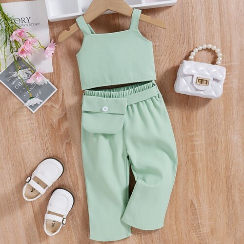 2 Pieces Kids Girls' Tank & Pants Clothing Set Outfit Solid Color Sleeveless Ruched Cotton Set Daily Casual Summer 2-6 Years Light Green
2 Pieces Kids Girls' Tank & Pants Clothing Set Outfit Solid Color Sleeveless Ruched Cotton Set Daily Casual Summer 2-6 Years Light Green