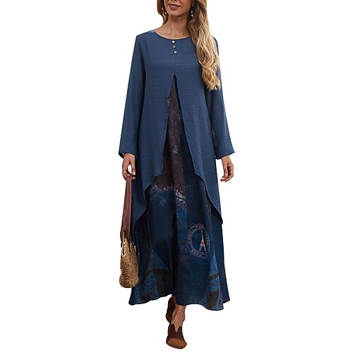 Women's Shift Dress Swing Dress Long Dress Maxi Dress Navy Blue Long Sleeve Color Gradient Button Winter Fall Autumn Crew Neck Winter Dress Fall Dress Loose Fit 2022 S M L XL
Women's Shift Dress Swing Dress Long Dress Maxi Dress Navy Blue Long Sleeve Color Gradient Button Winter Fall Autumn Crew Neck Winter Dress Fall Dress Loose Fit 2022 S M L XL