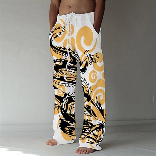 Men's Trousers Beach Pants Drawstring Elastic Waist 3D Print Dragon Graphic Prints Comfort Soft Casual Daily Fashion Designer Yellow White
Men's Trousers Beach Pants Drawstring Elastic Waist 3D Print Dragon Graphic Prints Comfort Soft Casual Daily Fashion Designer Yellow White