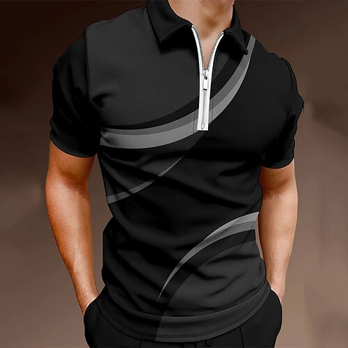 Men's Collar Polo Shirt Golf Shirt Quarter Zip Polo Geometry Turndown Black Print Street Daily Short Sleeve Zipper Print Clothing Apparel Fashion Casual Breathable Comfortable / Beach
Men's Collar Polo Shirt Golf Shirt Quarter Zip Polo Geometry Turndown Black Print Street Daily Short Sleeve Zipper Print Clothing Apparel Fashion Casual Breathable Comfortable / Beach