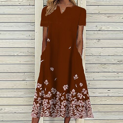 Women's Casual Dress Midi Dress Green Wine Army Green Short Sleeve Floral Pocket Spring Summer V Neck 2022 S M L XL XXL 3XL
Women's Casual Dress Midi Dress Green Wine Army Green Short Sleeve Floral Pocket Spring Summer V Neck 2022 S M L XL XXL 3XL