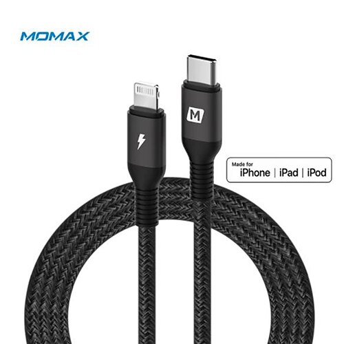 

1 Pack MOMAX MFi Certified Lightning Cable 20W 6.6ft Lightning USB C 3 A Fast Charging High Data Transfer Durable For iPad iPhone Phone Accessory