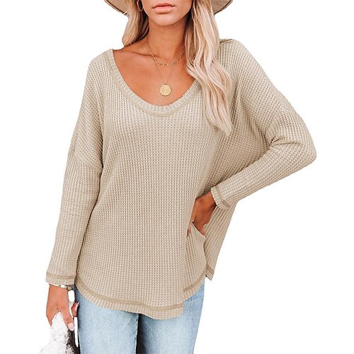 autumn products ladies fashion casual waffle doll sleeve solid color top women
autumn products ladies fashion casual waffle doll sleeve solid color top women