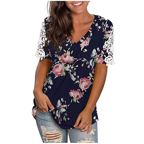 Women's Floral Casual Holiday Weekend Floral Painting T shirt Tee Short Sleeve Print V Neck Basic Essential Tops Black Pink Red S / 3D Print
Women's Floral Casual Holiday Weekend Floral Painting T shirt Tee Short Sleeve Print V Neck Basic Essential Tops Black Pink Red S / 3D Print