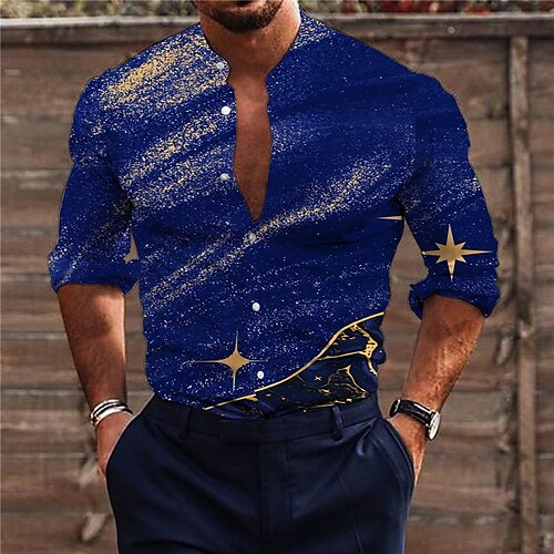 Men's Shirt 3D Print Galaxy Stand Collar Street Casual Button-Down Print Long Sleeve Tops Designer Casual Fashion Breathable Blue / Summer
Men's Shirt 3D Print Galaxy Stand Collar Street Casual Button-Down Print Long Sleeve Tops Designer Casual Fashion Breathable Blue / Summer