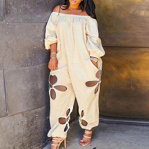 Women's Plus Size Jumpsuit Pocket Hole Solid Color Casual Streetwear Casual Daily Natural Full Length Fall Spring Apricot XXL 3XL 4XL 5XL 
Women's Plus Size Jumpsuit Pocket Hole Solid Color Casual Streetwear Casual Daily Natural Full Length Fall Spring Apricot XXL 3XL 4XL 5XL
