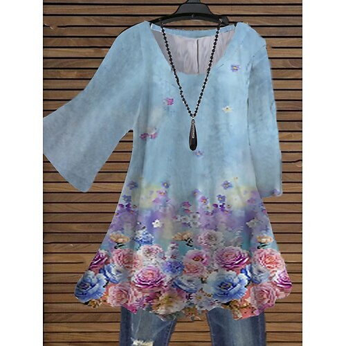 Women's Plus Size Tops Blouse Shirt Floral Print 3/4 Length Sleeve Crewneck Streetwear Daily Holiday Cotton Spandex Jersey Spring Summer Green Blue
Women's Plus Size Tops Blouse Shirt Floral Print 3/4 Length Sleeve Crewneck Streetwear Daily Holiday Cotton Spandex Jersey Spring Summer Green Blue