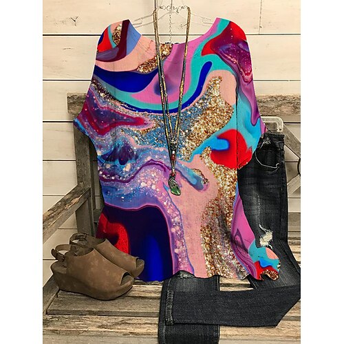Women's Shirt Black Pink Blue Graphic Floral Print Short Sleeve Holiday Weekend Streetwear Casual Round Neck Regular Floral S
Women's Shirt Black Pink Blue Graphic Floral Print Short Sleeve Holiday Weekend Streetwear Casual Round Neck Regular Floral S