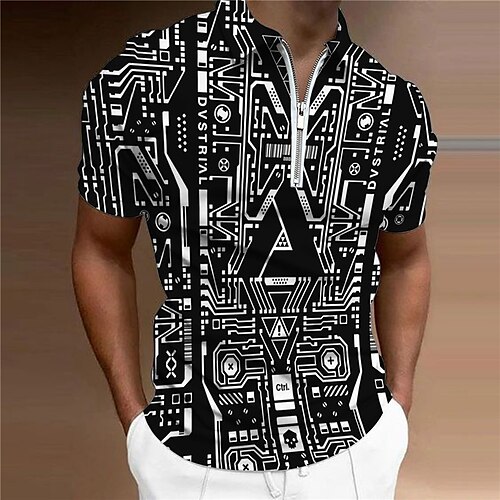 Men's Collar Polo Shirt Golf Shirt Geometry Turndown Black 3D Print Casual Daily Short Sleeve Zipper Print Clothing Apparel Fashion Designer Casual Breathable / Sports
Men's Collar Polo Shirt Golf Shirt Geometry Turndown Black 3D Print Casual Daily Short Sleeve Zipper Print Clothing Apparel Fashion Designer Casual Breathable / Sports