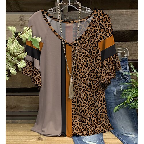 Mulheres Camiseta Preto Azul Marinha Azul Leopardo Floral Frufru Imprimir Manga Curta Casual Final de semana Básico Decote V Padrão Tema Flores Pintura S
Mulheres Camiseta Preto Azul Marinha Azul Leopardo Floral Frufru Imprimir Manga Curta Casual Final de semana Básico Decote V Padrão Tema Flores Pintura S
