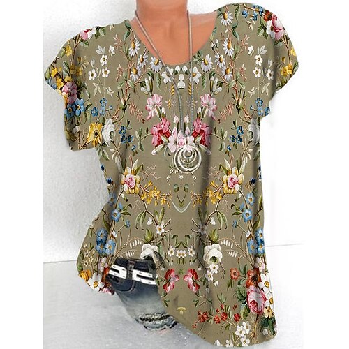 Women's Plus Size Tops T shirt Tee Floral Print Short Sleeve Crewneck Streetwear Daily Sports Cotton Spandex Jersey Spring Summer Green Purple
Women's Plus Size Tops T shirt Tee Floral Print Short Sleeve Crewneck Streetwear Daily Sports Cotton Spandex Jersey Spring Summer Green Purple