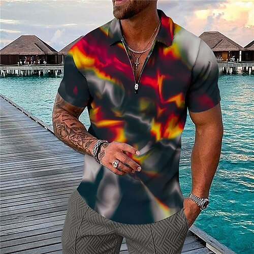 Men's Collar Polo Shirt Golf Shirt Gradient Turndown Gray 3D Print Casual Daily Short Sleeve Zipper Print Clothing Apparel Fashion Designer Casual Breathable / Sports
Men's Collar Polo Shirt Golf Shirt Gradient Turndown Gray 3D Print Casual Daily Short Sleeve Zipper Print Clothing Apparel Fashion Designer Casual Breathable / Sports