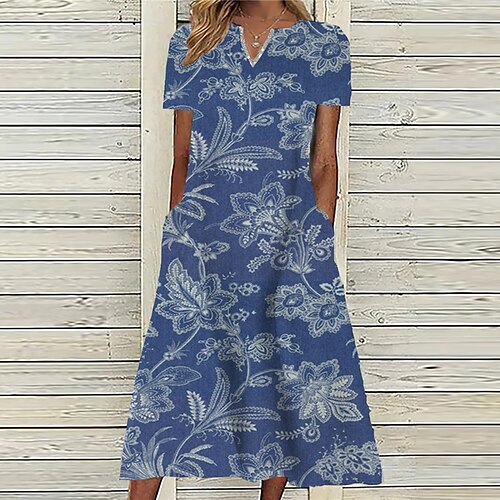 Women's A Line Dress Midi Dress Blue Short Sleeve Floral Pocket Print Spring Summer V Neck Casual Vacation 2022 S M L XL XXL 3XL
Women's A Line Dress Midi Dress Blue Short Sleeve Floral Pocket Print Spring Summer V Neck Casual Vacation 2022 S M L XL XXL 3XL