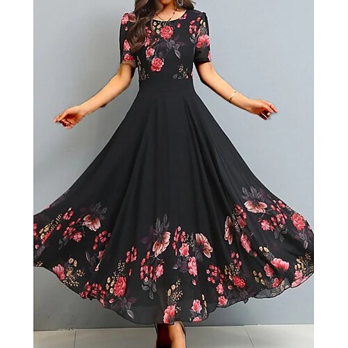 Women's A Line Dress Maxi long Dress Black Short Sleeve Floral Ruched Print Spring Summer Crew Neck Elegant Vacation 2022 S M L XL XXL 3XL
Women's A Line Dress Maxi long Dress Black Short Sleeve Floral Ruched Print Spring Summer Crew Neck Elegant Vacation 2022 S M L XL XXL 3XL