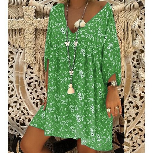 Women's Shift Dress Short Mini Dress Green Purple Long Sleeve Floral Print Spring Summer V Neck Casual Boho Loose 2022 M L XL XXL XXXL 4XL 5XL
Women's Shift Dress Short Mini Dress Green Purple Long Sleeve Floral Print Spring Summer V Neck Casual Boho Loose 2022 M L XL XXL XXXL 4XL 5XL