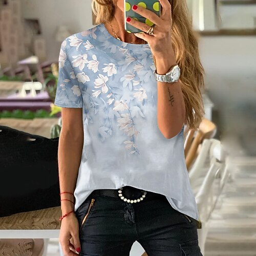 Women's T shirt Tee Floral Casual Holiday Weekend Floral Painting T shirt Tee Short Sleeve Print Round Neck Basic Essential Green Blue Purple S / 3D Print
Women's T shirt Tee Floral Casual Holiday Weekend Floral Painting T shirt Tee Short Sleeve Print Round Neck Basic Essential Green Blue Purple S / 3D Print