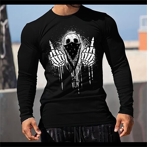 Men's T shirt Tee 3D Print Graphic Prints Skull Crew Neck Street Casual 3D Print Long Sleeve Tops Fashion Breathable Comfortable Big and Tall Black / Summer / Spring / Summer
Men's T shirt Tee 3D Print Graphic Prints Skull Crew Neck Street Casual 3D Print Long Sleeve Tops Fashion Breathable Comfortable Big and Tall Black / Summer / Spring / Summer