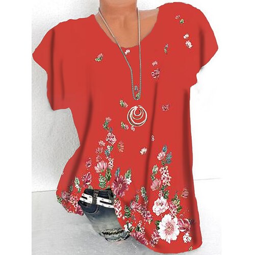 Women's Plus Size Tops T shirt Tee Floral Print Short Sleeve Crewneck Streetwear Daily Sports Cotton Spandex Jersey Spring Summer Blue Red
Women's Plus Size Tops T shirt Tee Floral Print Short Sleeve Crewneck Streetwear Daily Sports Cotton Spandex Jersey Spring Summer Blue Red