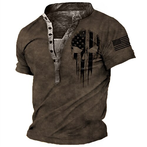 Men's T shirt Tee Graphic Prints Skull Stand Collar Street Casual Button-Down Print Short Sleeve Tops Fashion Breathable Comfortable Big and Tall Brown / Summer / Spring / Summer
Men's T shirt Tee Graphic Prints Skull Stand Collar Street Casual Button-Down Print Short Sleeve Tops Fashion Breathable Comfortable Big and Tall Brown / Summer / Spring / Summer