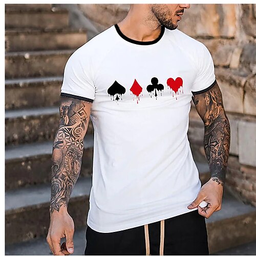Men's T shirt Tee Graphic Poker Crew Neck White Casual Holiday Short Sleeve Print Clothing Apparel Cotton Sports Fashion Lightweight Big and Tall / Summer / Summer
Men's T shirt Tee Graphic Poker Crew Neck White Casual Holiday Short Sleeve Print Clothing Apparel Cotton Sports Fashion Lightweight Big and Tall / Summer / Summer