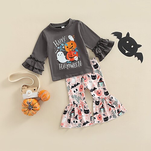 Kids Girls' Halloween T-shirt Pants Clothing Set 2 Pieces Long Sleeve Gray Graphic Patterned Print Street Outdoor Casual Cool Regular 1-5 Years
Kids Girls' Halloween T-shirt Pants Clothing Set 2 Pieces Long Sleeve Gray Graphic Patterned Print Street Outdoor Casual Cool Regular 1-5 Years