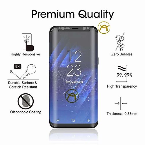 

[1 Pack] Phone Screen Protector For Samsung S22 S21 S20 Plus Ultra S21 FE S9 S8 Plus Front Screen Protector Tempered Glass High Definition (HD) 9H Hardness Scratch Proof Phone Accessory 3D Half Curved Protective Film Tempered Glass