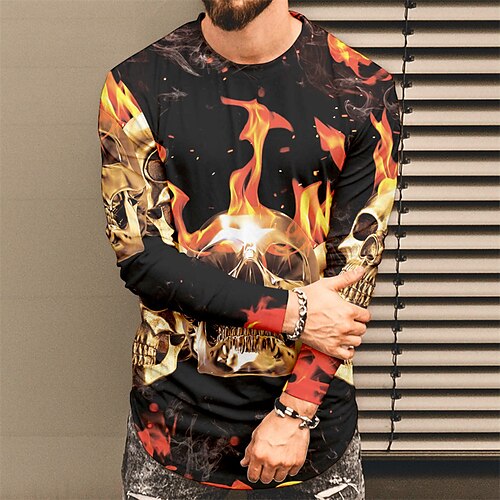 Men's T shirt Tee 3D Print Graphic Patterned Skull Crew Neck Street Daily Print Long Sleeve Tops Designer Casual Fashion Black / Red
Men's T shirt Tee 3D Print Graphic Patterned Skull Crew Neck Street Daily Print Long Sleeve Tops Designer Casual Fashion Black / Red