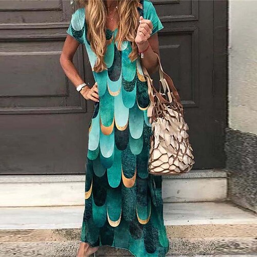 Women's Shift Dress Maxi long Dress Green Short Sleeve Floral Split Print Spring Summer V Neck Casual Vacation 2022 S M L XL XXL 3XL
Women's Shift Dress Maxi long Dress Green Short Sleeve Floral Split Print Spring Summer V Neck Casual Vacation 2022 S M L XL XXL 3XL