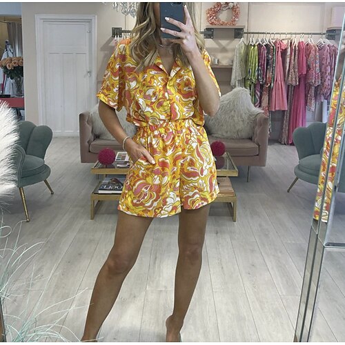 Women's Streetwear Graphic Patterned Vacation Casual Daily Two Piece Set Blouse Shorts Sets Shorts Print Tops
Women's Streetwear Graphic Patterned Vacation Casual Daily Two Piece Set Blouse Shorts Sets Shorts Print Tops