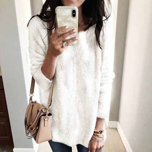 Women's Shirt Plain Daily Weekend Shirt Long Sleeve Round Neck Casual Streetwear Green White Black S
Women's Shirt Plain Daily Weekend Shirt Long Sleeve Round Neck Casual Streetwear Green White Black S