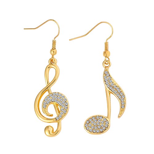

Women's Cubic Zirconia Mismatch Earrings Hanging Earrings Mismatched Pave Music Music Notes Ladies Simple Elegant Casual / Sporty French Blinging Earrings Jewelry Silver / Gold / Rose For Carnival