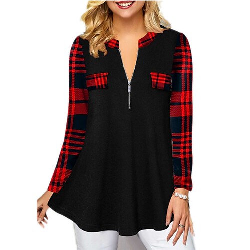 Women's Shirt Plaid Leopard Daily Weekend Shirt Long Sleeve Quarter Zip Print V Neck Casual Streetwear Black Red S
Women's Shirt Plaid Leopard Daily Weekend Shirt Long Sleeve Quarter Zip Print V Neck Casual Streetwear Black Red S