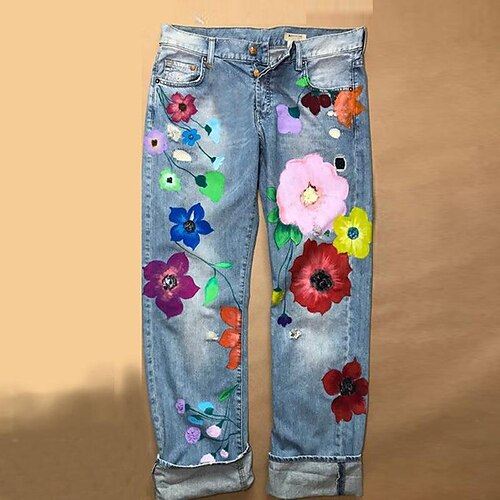 Women's Pants Trousers Jeans Denim Faux Denim Light Blue Dark Blue Red Mid Waist Fashion Casual Weekend Side Pockets Print Micro-elastic Full Length Comfort Flower / Floral S M L XL 2XL
Women's Pants Trousers Jeans Denim Faux Denim Light Blue Dark Blue Red Mid Waist Fashion Casual Weekend Side Pockets Print Micro-elastic Full Length Comfort Flower / Floral S M L XL 2XL