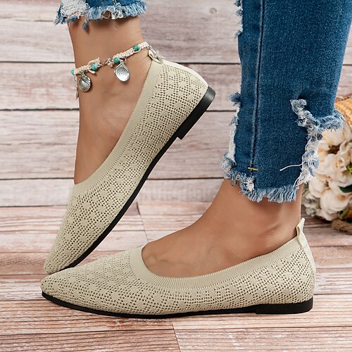 Women's Flats Daily Dress Shoes Flyknit Shoes Flat Heel Pointed Toe Casual Tissage Volant Loafer Beige
Women's Flats Daily Dress Shoes Flyknit Shoes Flat Heel Pointed Toe Casual Tissage Volant Loafer Beige