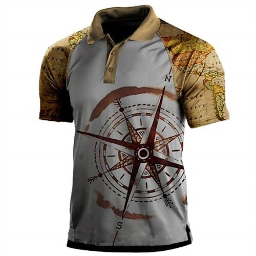 Men's Collar Polo Shirt Golf Shirt Compass Turndown Gray 3D Print Street Daily Short Sleeve 3D Button-Down Clothing Apparel Fashion Casual Breathable Comfortable / Beach
Men's Collar Polo Shirt Golf Shirt Compass Turndown Gray 3D Print Street Daily Short Sleeve 3D Button-Down Clothing Apparel Fashion Casual Breathable Comfortable / Beach