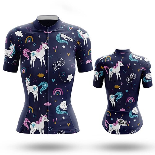 21Grams Women's Cycling Jersey Short Sleeve Bike Top with 3 Rear Pockets Mountain Bike MTB Road Bike Cycling Breathable Quick Dry Moisture Wicking Reflective Strips Dark Navy Unicorn Polyester Spandex
21Grams Women's Cycling Jersey Short Sleeve Bike Top with 3 Rear Pockets Mountain Bike MTB Road Bike Cycling Breathable Quick Dry Moisture Wicking Reflective Strips Dark Navy Unicorn Polyester Spandex
