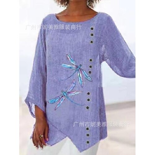 Amazon ebay estilo caliente camisa de mujer verano europeo y americano nuevo jersey de algodón y lino cuello redondo estampado de libélula camisa larga
Amazon ebay estilo caliente camisa de mujer verano europeo y americano nuevo jersey de algodón y lino cuello redondo estampado de libélula camisa larga