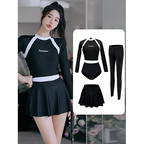 Women's Rash Guard Athletic Swimwear UV Sun Protection Quick Dry Long Sleeve Swimwear Bathing Suit 3-Piece Tummy Control Swimming Surfing Beach Water Sports Patchwork Autumn / Fall Spring Summer
Women's Rash Guard Athletic Swimwear UV Sun Protection Quick Dry Long Sleeve Swimwear Bathing Suit 3-Piece Tummy Control Swimming Surfing Beach Water Sports Patchwork Autumn / Fall Spring Summer