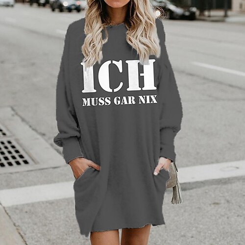 Women's Shift Dress Short Mini Dress Gray Long Sleeve Fall Letter Pocket Print Fall Winter Hooded Casual 2022 S M L XL XXL 3XL
Women's Shift Dress Short Mini Dress Gray Long Sleeve Fall Letter Pocket Print Fall Winter Hooded Casual 2022 S M L XL XXL 3XL