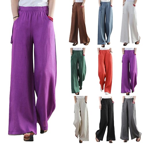 Women's Culottes Wide Leg Pants Trousers Straight Linen / Cotton Blend Green Blue Purple High Waist Casual / Sporty Oversized Casual Daily Micro-elastic Full Length Breathable Chinese Style S M L XL
Women's Culottes Wide Leg Pants Trousers Straight Linen / Cotton Blend Green Blue Purple High Waist Casual / Sporty Oversized Casual Daily Micro-elastic Full Length Breathable Chinese Style S M L XL