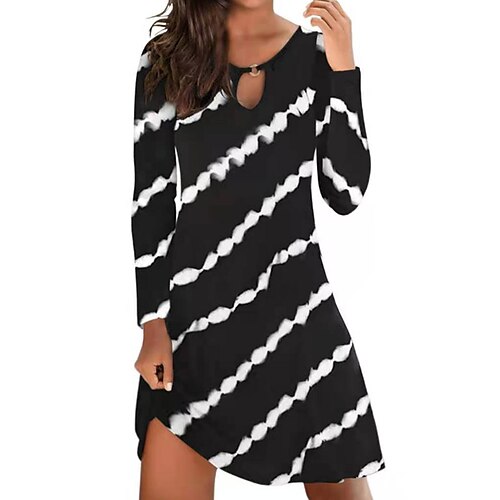Women's A Line Dress Short Mini Dress Black and white stripes Purple Long Sleeve Floral Striped Print Spring Summer Round Neck Casual 2022 S M L XL XXL 3XL 4XL 5XL
Women's A Line Dress Short Mini Dress Black and white stripes Purple Long Sleeve Floral Striped Print Spring Summer Round Neck Casual 2022 S M L XL XXL 3XL 4XL 5XL