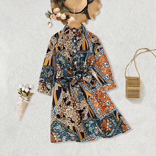 Kids Little Girls' Dress Floral Graphic Patterned Daily Patchwork Print Multicolor Midi Long Sleeve Vintage Dresses Fall Spring 2-6 Years
Kids Little Girls' Dress Floral Graphic Patterned Daily Patchwork Print Multicolor Midi Long Sleeve Vintage Dresses Fall Spring 2-6 Years