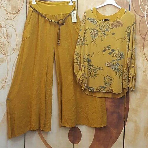 Women's Plus Size Tops Plus Size Set Floral Print Long Sleeve Crewneck Vintage Daily Going out Polyester Fall Spring Yellow
Women's Plus Size Tops Plus Size Set Floral Print Long Sleeve Crewneck Vintage Daily Going out Polyester Fall Spring Yellow