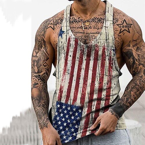 Men's Tank Top Vest 3D Print Graphic Patterned National Flag Crew Neck Street Casual Print Sleeveless Tops Basic Fashion Classic Comfortable WhiteRed / Summer
Men's Tank Top Vest 3D Print Graphic Patterned National Flag Crew Neck Street Casual Print Sleeveless Tops Basic Fashion Classic Comfortable WhiteRed / Summer