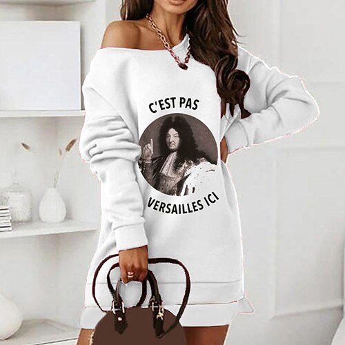 Women's Shift Dress Short Mini Dress White Red Long Sleeve Print Letter Fake two piece Print Fall Spring Crew Neck Casual Vacation 2022 S M L XL XXL 3XL
Women's Shift Dress Short Mini Dress White Red Long Sleeve Print Letter Fake two piece Print Fall Spring Crew Neck Casual Vacation 2022 S M L XL XXL 3XL